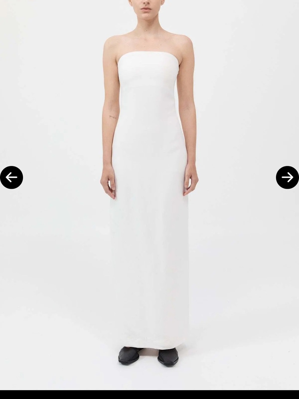 St. Agni Column Dress White Linen Blend Strapless Maxi Dress